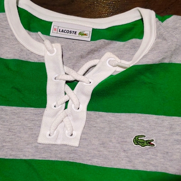 Authentic Lacoste Girl's Striped Crew T-Shirt - Picture 3 of 4